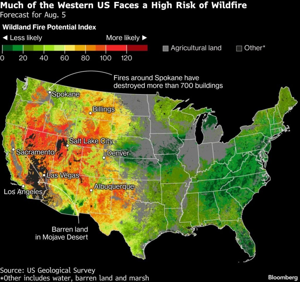 Global Wildfire Surge Hits US, Propelled by Rising Temperatures